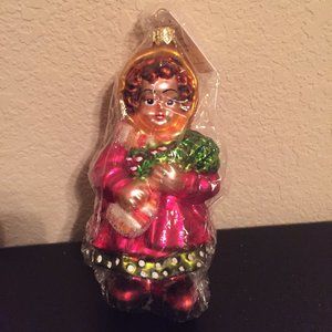 Christopher Radko “EVERGREEN TIME” Glass Girl Christmas 982190 Holly Ornament